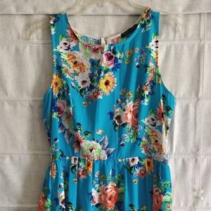 Blue, pink, green floral Jella Couture sleeveless short dress